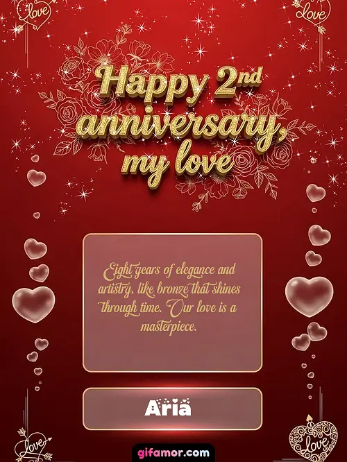 Eight years of elegance and artistry, like bronze that shines through time. Our love is a masterpiece.